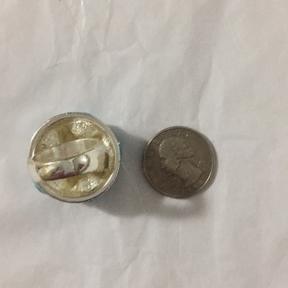 Boho Oversized Statement Ring Costume Silver Turq… - image 6